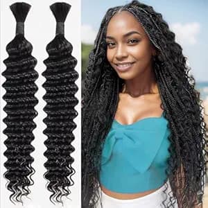 JCL Human Braiding Hair for Boho Braids – 2 Bundles Deep Wave 12A Virgin Hair