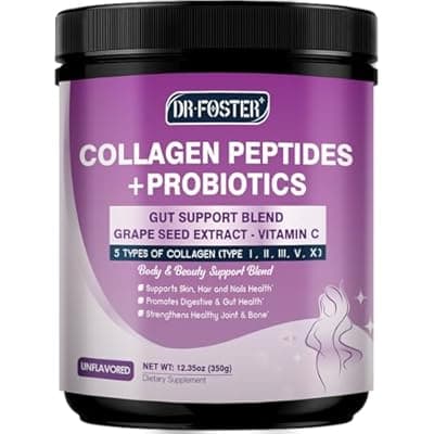 DRFOSTER Collagen Peptides Powder with Probiotics – Hydrolyzed Collagen, 12.35 oz