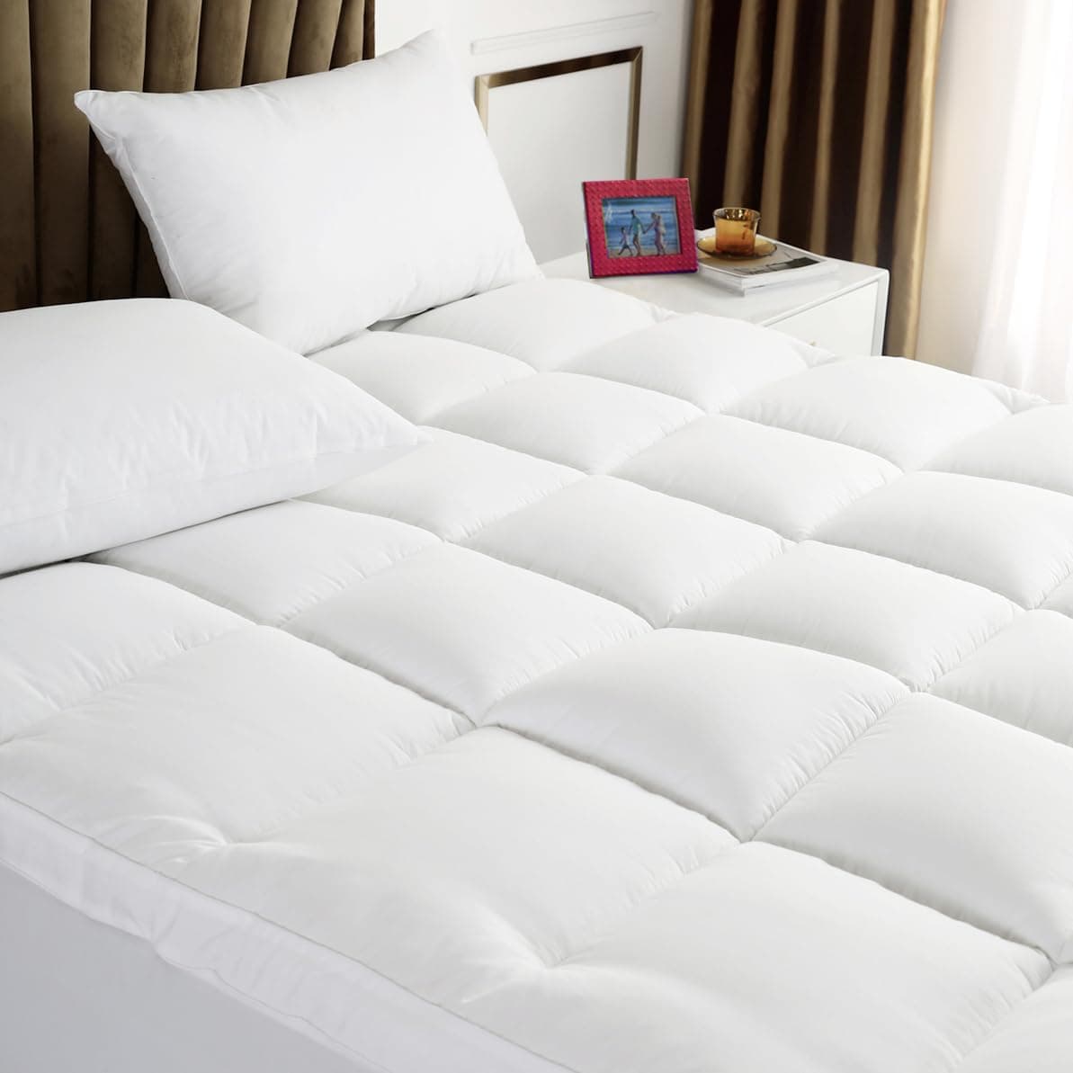 TESIONE Queen Mattress Topper – Extra Thick Cooling Pillow‑Top Mattress Pad with Deep Pocket