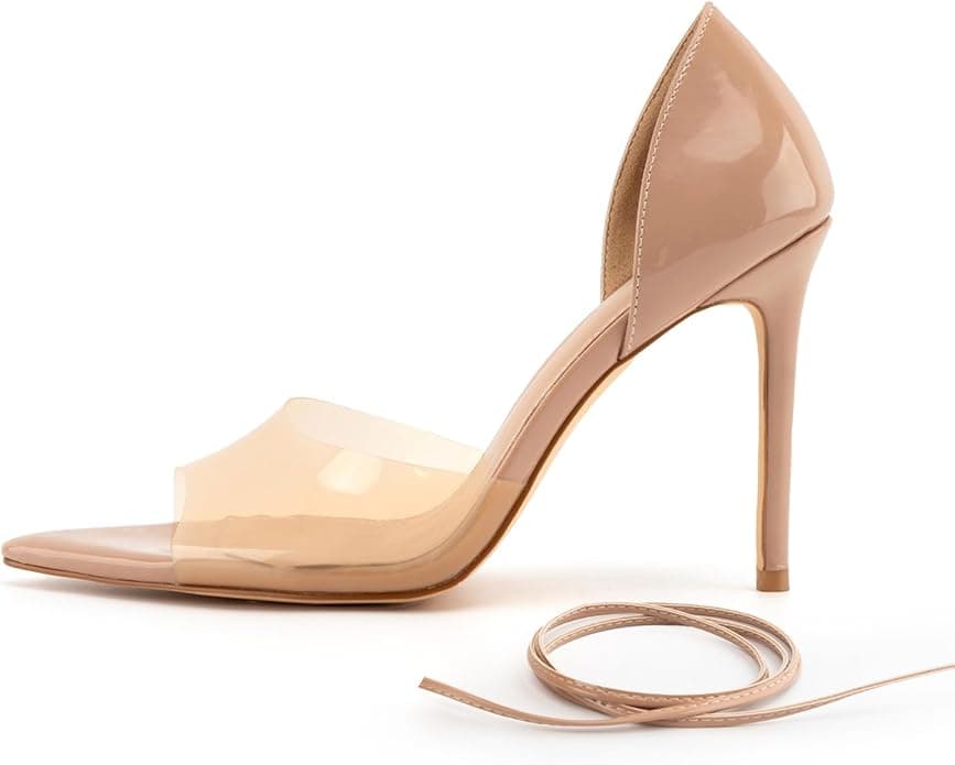 heelchic Clear Strap Heels for Women – Transparent Stiletto Sandals, Open Toe Slip-On