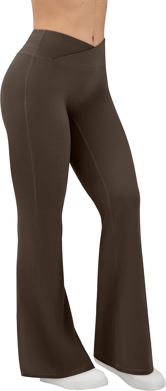 EUYZOU Women’s High‑Waist Crossover Yoga Pants – Soft Straight‑Leg Stretch Leggings