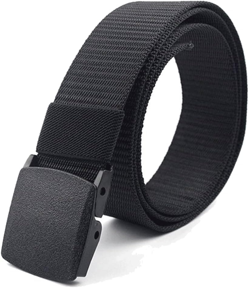 Adjustable Nylon Belt for Men with Plastic Buckle 1.5 in Width (Navy Blue)