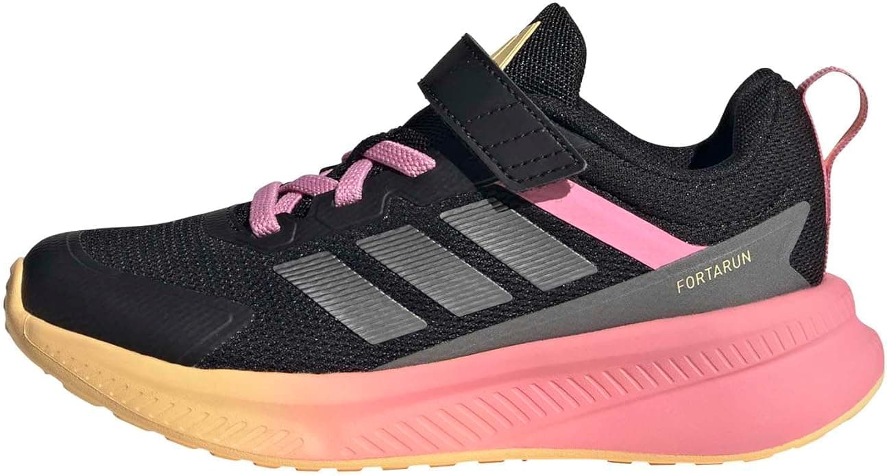 adidas Unisex-Kids Fortarun 4.0 – Black/Iron Metallic/Bliss Pink (1 Big Kid)