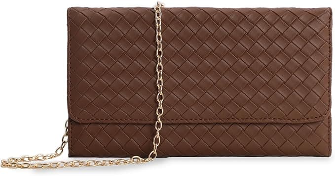 U+U Small Crossbody Bag for Women with Removable Chain & Card Slots