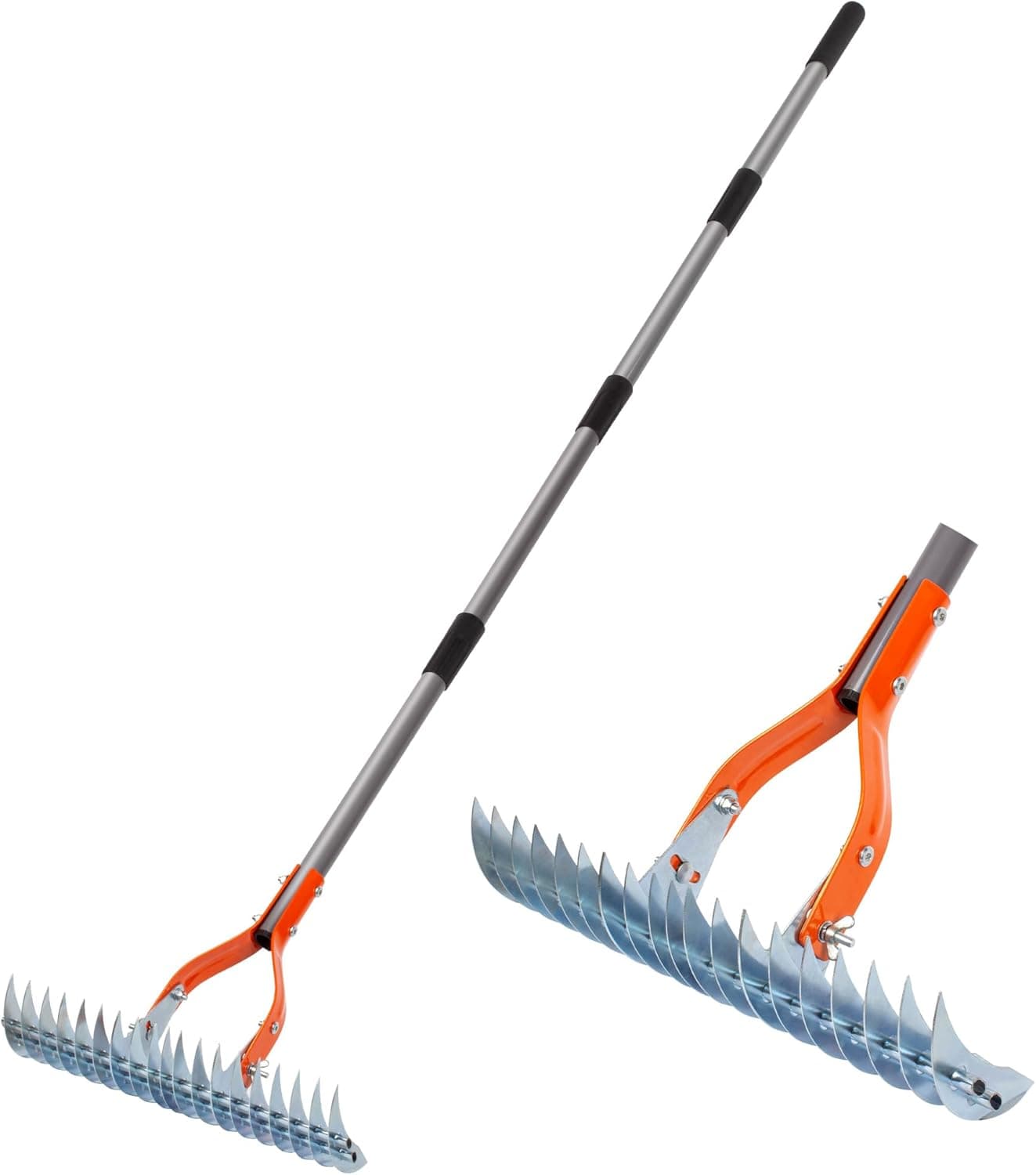 Walensee Thatch Rake, 15-Inch Lawn Thatching Rake, Robust Dethatcher Rake