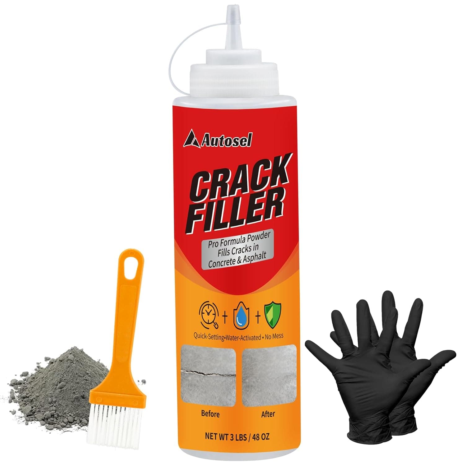 Concrete Crack Filler 3LB (Gray) – DIY Concrete Crack & Surface Patching for Driveways, Walkways, Patios, Walls & Floors
