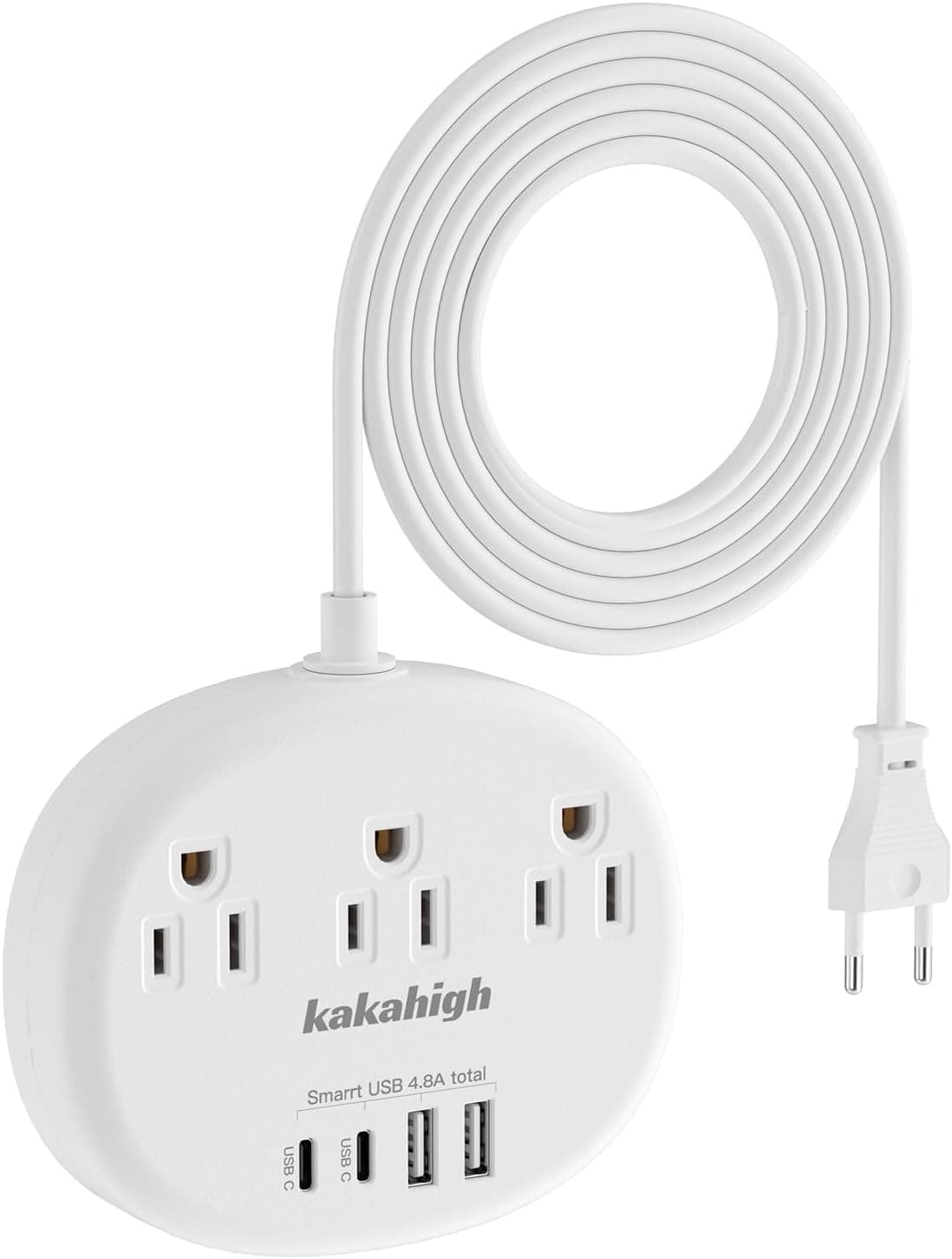 European Travel Plug Adapter, European Extension Cord 3FT | EU Outlet Adapter with 3 USA Outlets and 4 USB, Type C Plug Adapter for Most of Europe Iceland Spain Italy France Germany etc