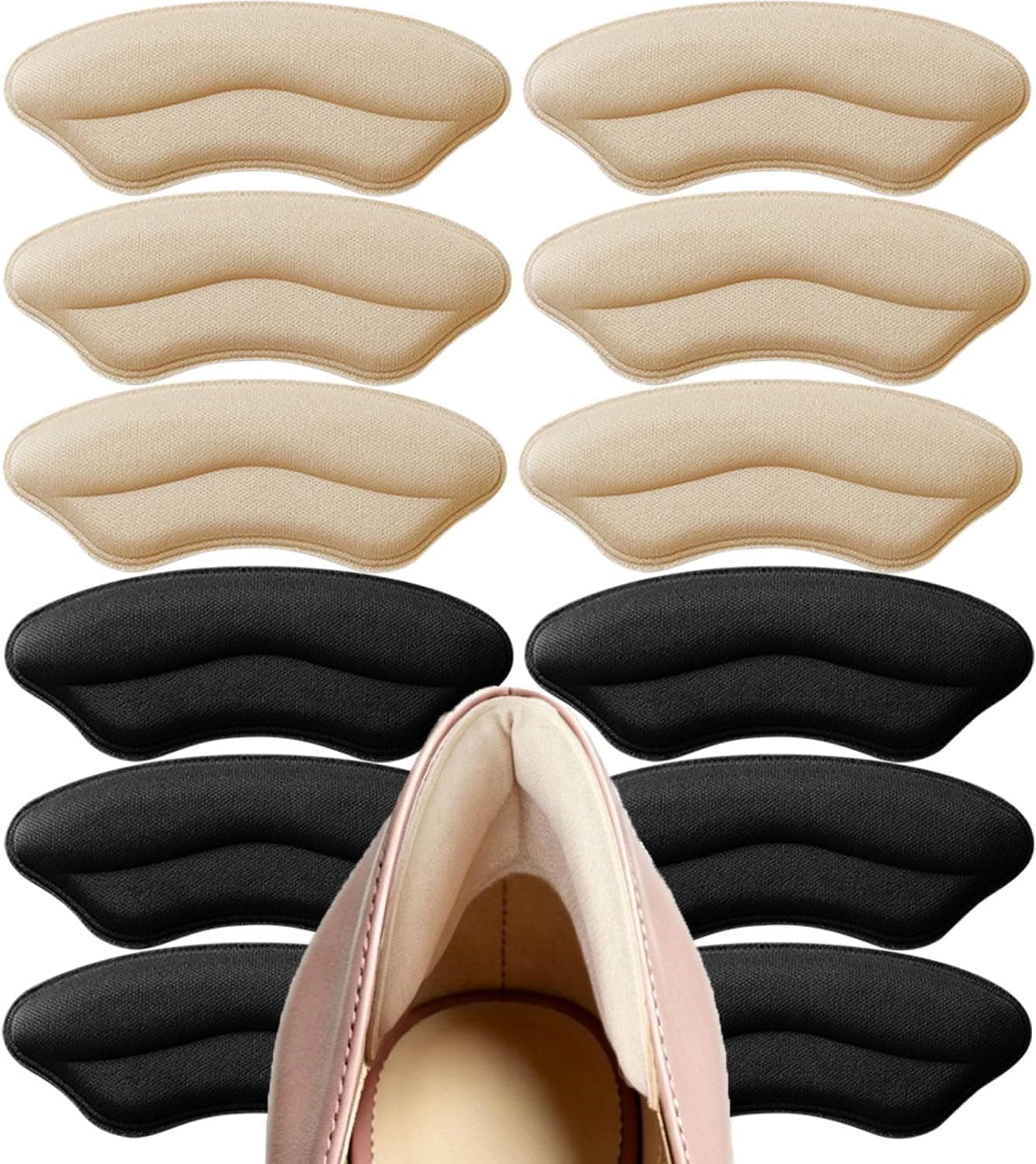 6 Pairs Heel Grips for Loose Shoes, Shoe Filler Inserts Prevent Heel Slip & Blisters, Memory Foam Heel Pads for Shoes Too Big, Self-Adhesive Heel Cushions for Women Men