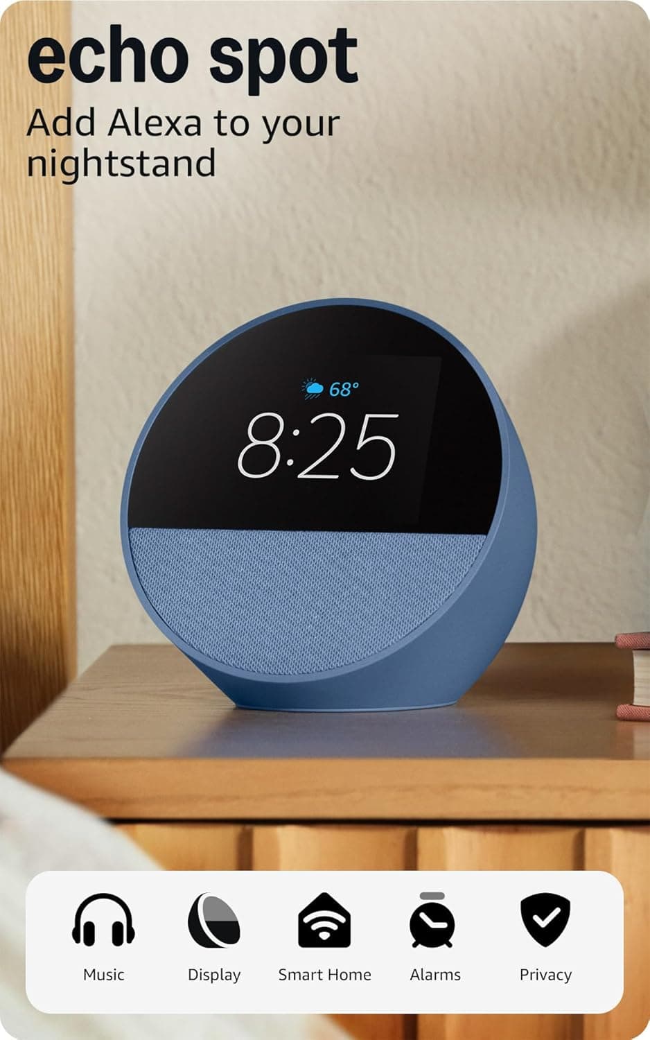 Amazon Echo Spot Smart Alarm Clock with Alexa