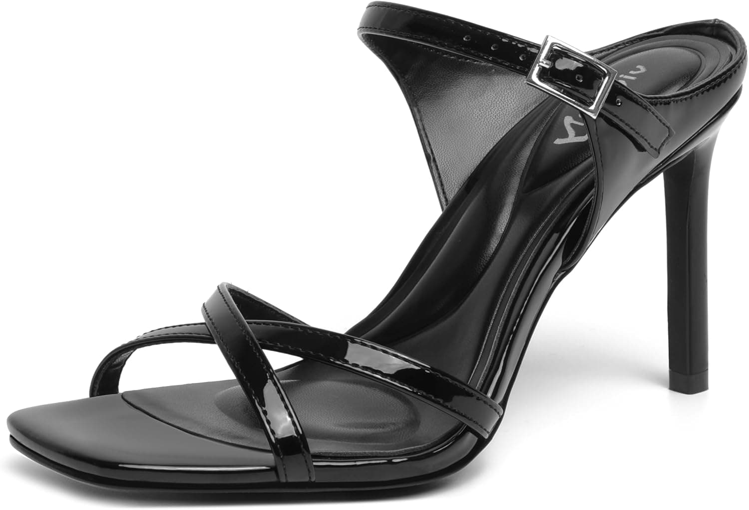 vivianly Women's Square Toe Cross Strap Stiletto Heeled Sandals 3.9 Inch Heel with Adjustable Ankle Strap Dress Shoes