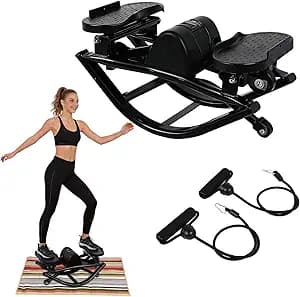 Tqnorycdil Stepper for Exercise at Home, Rock Stepper with Resistance Bands and Digital Display