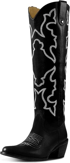 Gradinery Women's Cowgirl Boots – Knee High Western Boots with Classic Embroidery