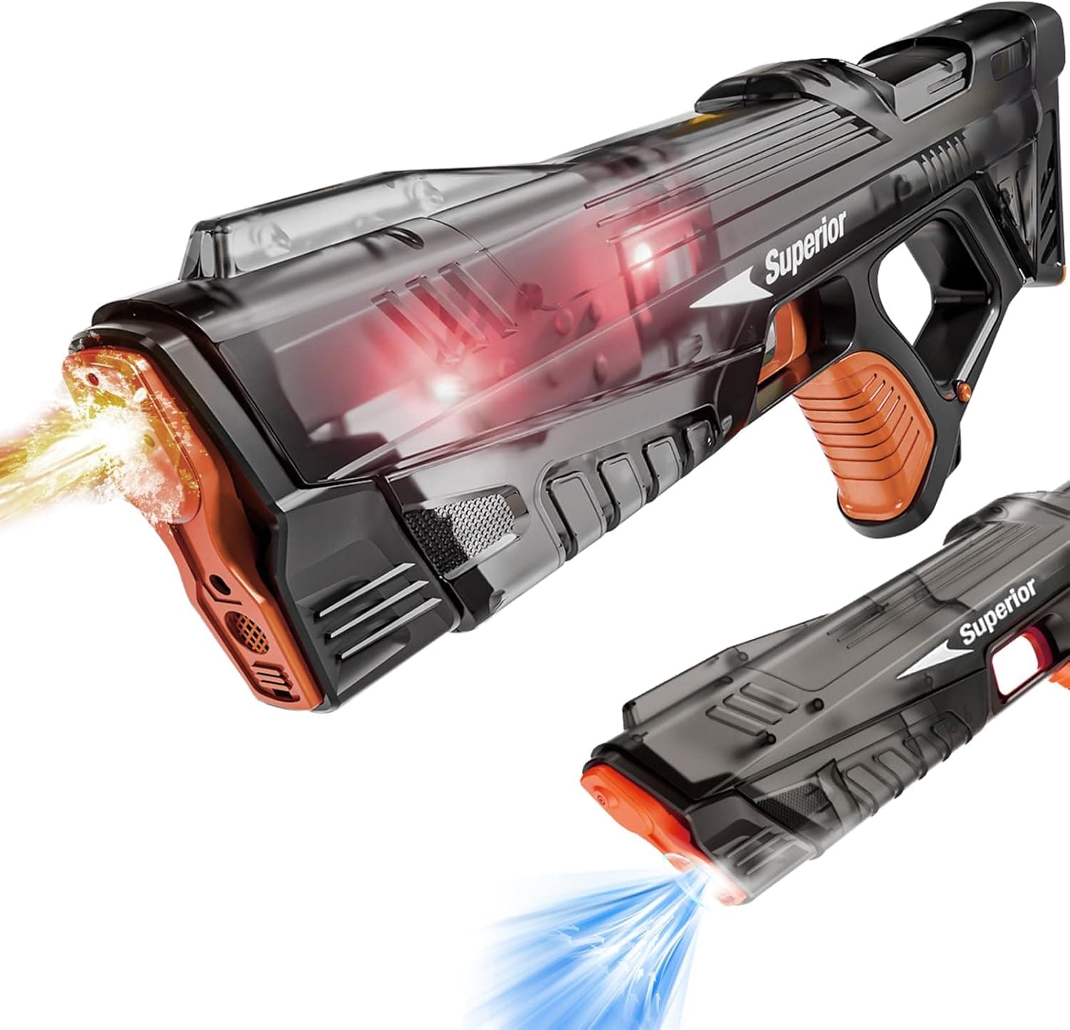 Electric Water Gun for Kids & Adults, Automatic Water Reload,LED Light Shooting Over 250 Blasts Water Blaster Squirt Guns Up to 32 FT Long Range, Summer Outdoor Beach Party Toys (Black)