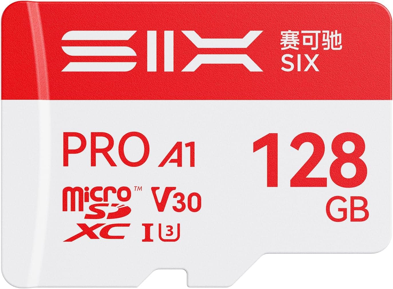 SIX M100 128GB Micro SD Card Read Up to 100MB/s - A1, U3, V30 Support 4K UHD microSDXC Memory Card 128GB with Adapter for Android Phones, Tablets, Dash Cams, Action Cameras, Drones, Gaming Consoles