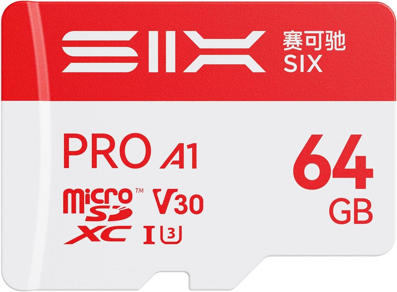 SIX M100 64GB Micro SD Card Read Up to 100MB/s - A1, U3, V30 Support 4K UHD microSDXC Memory Card 64GB with Adapter for Android Phones, Tablets, Dash Cams, Action Cameras, Drones, Gaming Consoles