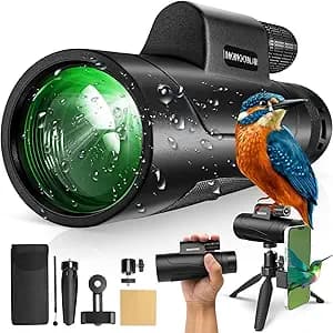 Asacam 80x100 Monocular Telescope High Powered for Smartphone with Adapter and Tripod