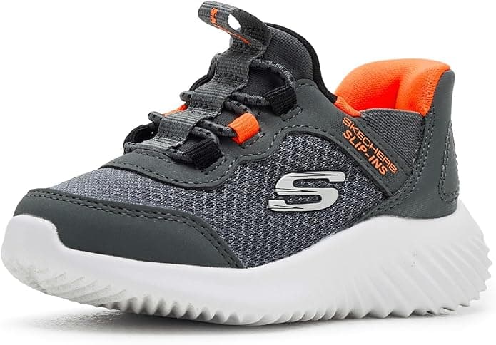 Skechers Kids Bounder - Brisk-Burst Sneaker (Charcoal/Orange, 9 Toddler)