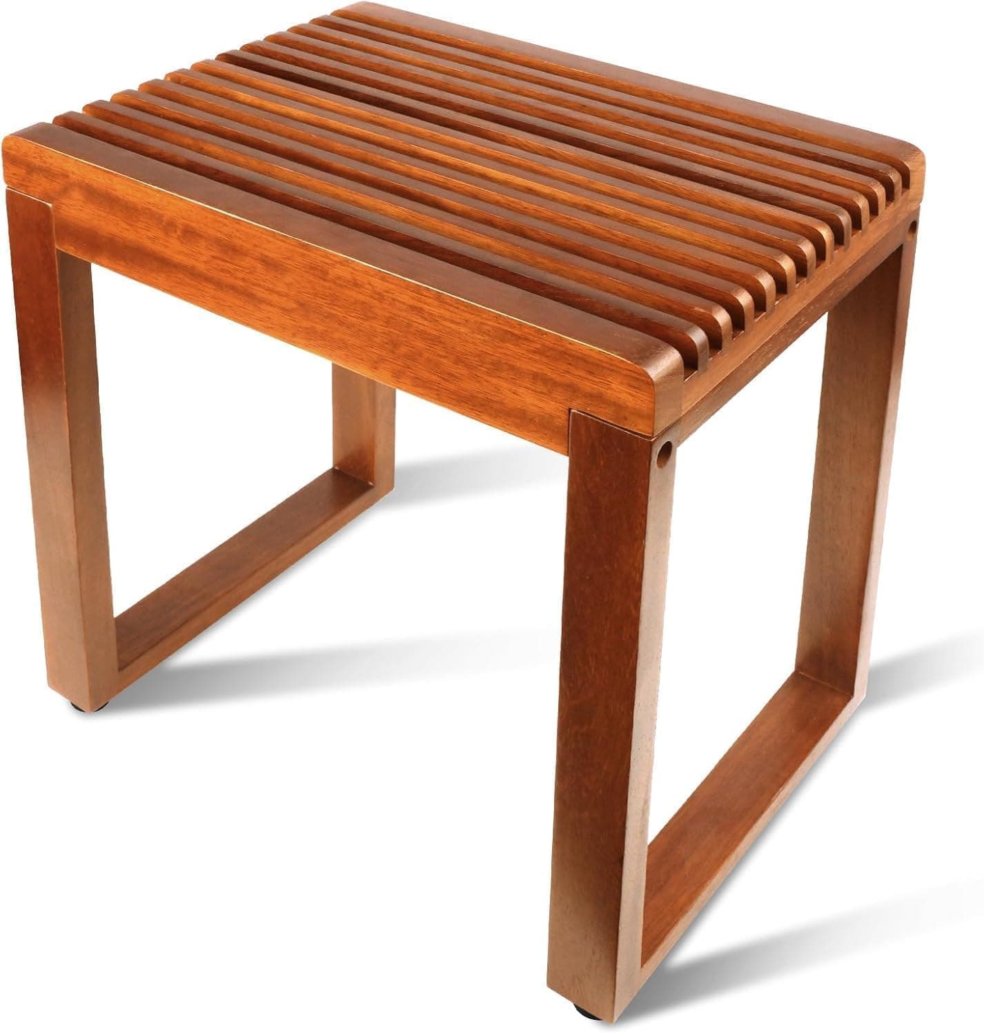 Compact Teak Shower Bench 15.7” – Heavy Duty 500 lbs, Waterproof Bath Stool for Small Walk-in Shower, Elderly & Disabled Safe Shower Seat