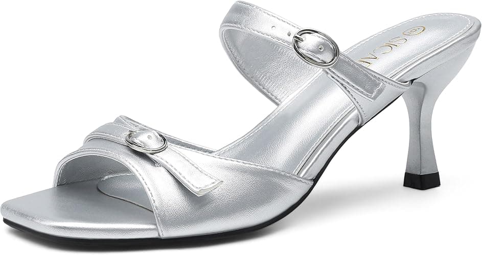 SICARE 2.7 Inches Kitten Heels for Women – Square Open Toe Buckle Strap Low Heel Sandals