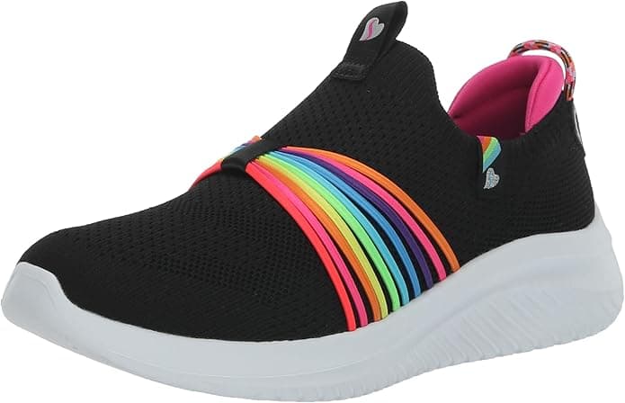 Skechers Girls Ultra Flex 3.0 - Rainbow Speed Sneaker (Black/Multi, 12 Little Kid)