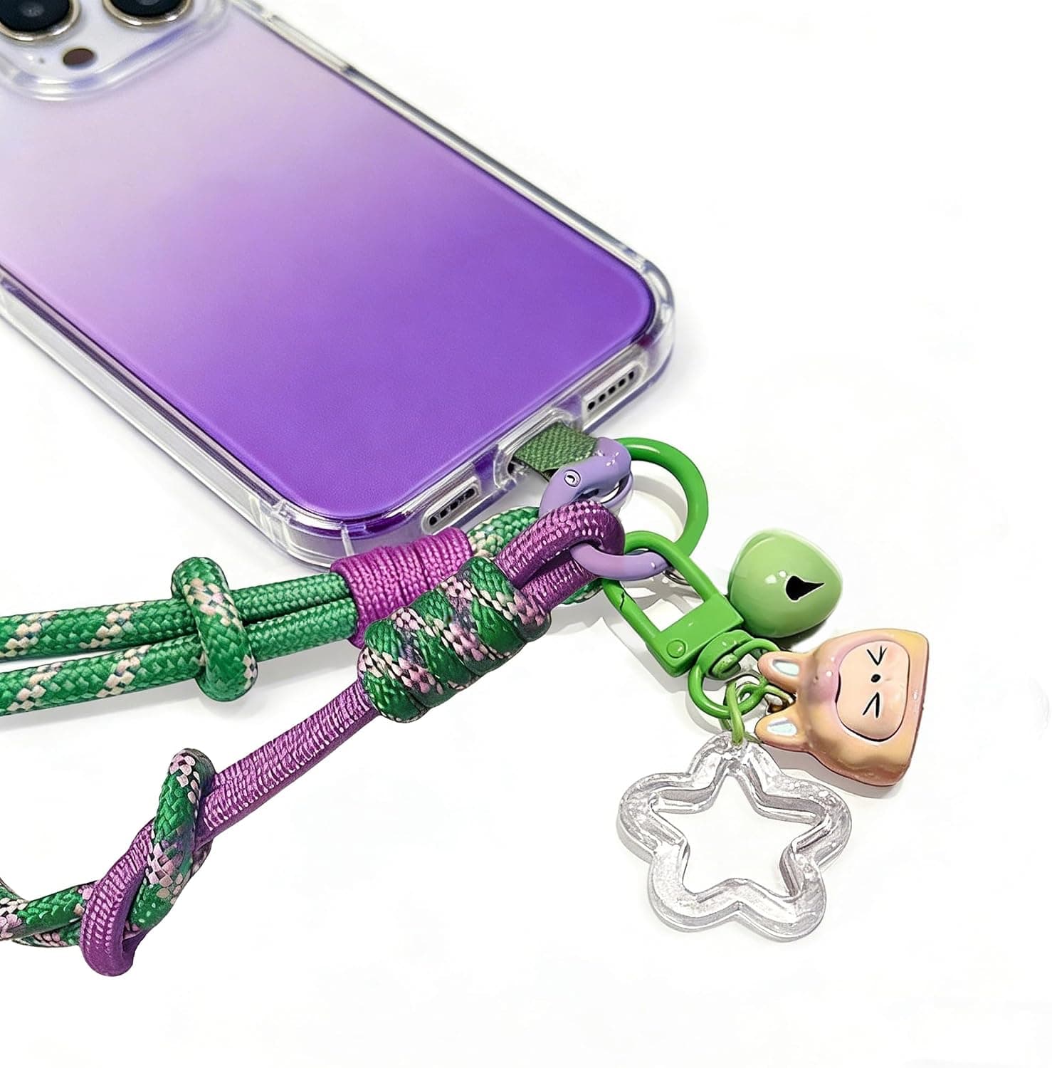 Cute Glossy Pendant Wrist Lanyard for Women Anti-Lost Phone Strap with Braided Rope, Versatile Key Charm for Bag