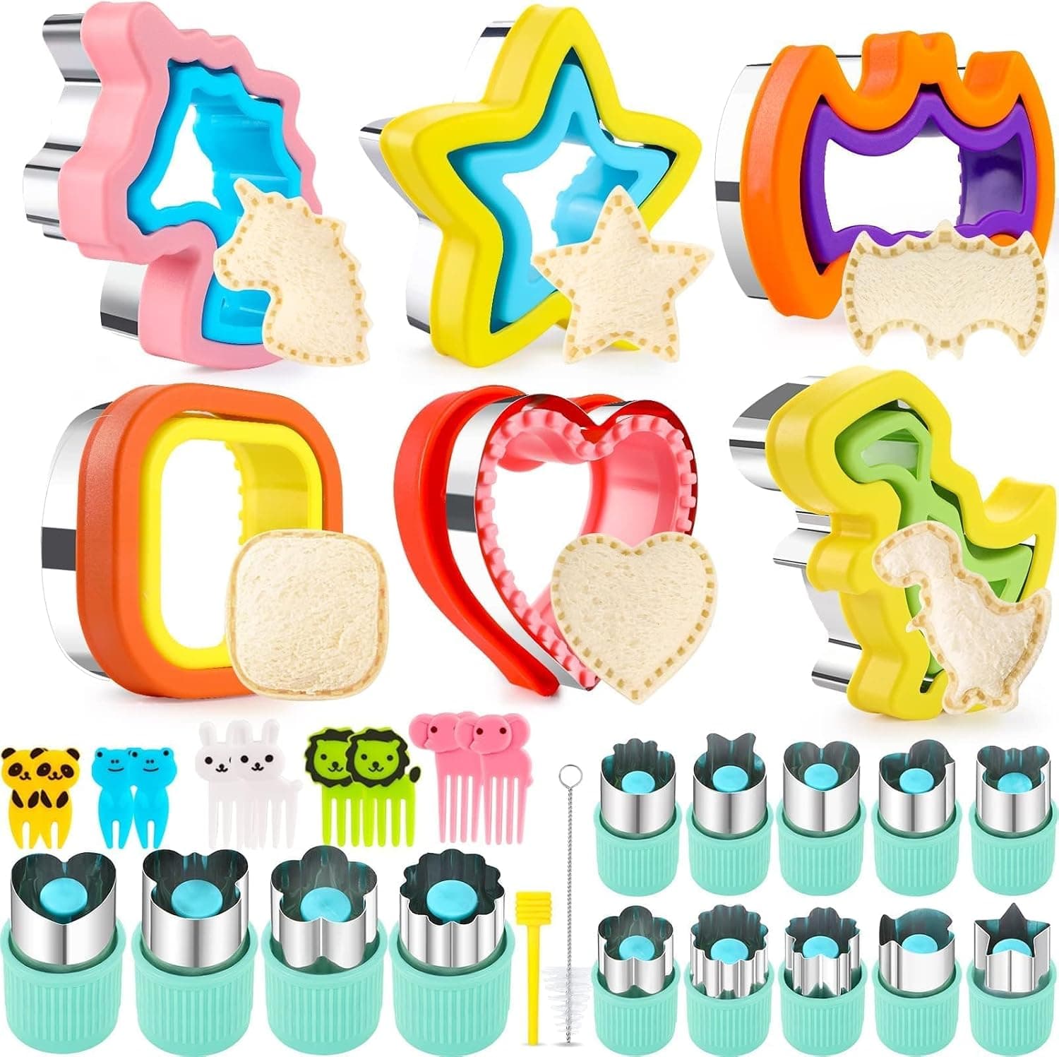 32PCS Sandwich Cutter and Sealer Set for Kids - Fun Vegetable Fruit & Cookie Cutters for School Lunch Bento Box