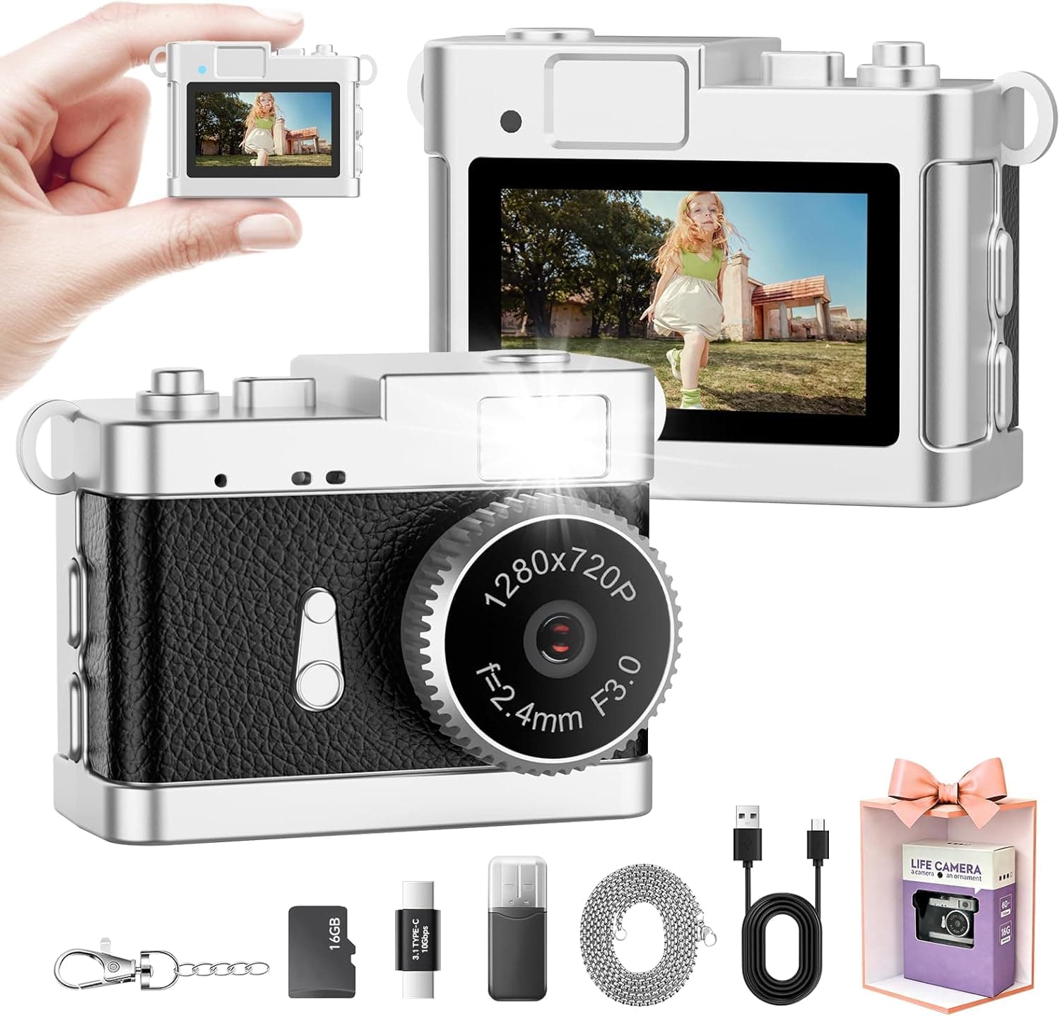 Mini Keychain Camera–2MP HD Mini Digital Camera with 16GB Card&Cool Keychains,Take Photos&Video Anywhere,Suitable for Children/Adults,Collectible Gift for Travel,Gathering&Holiday Gift