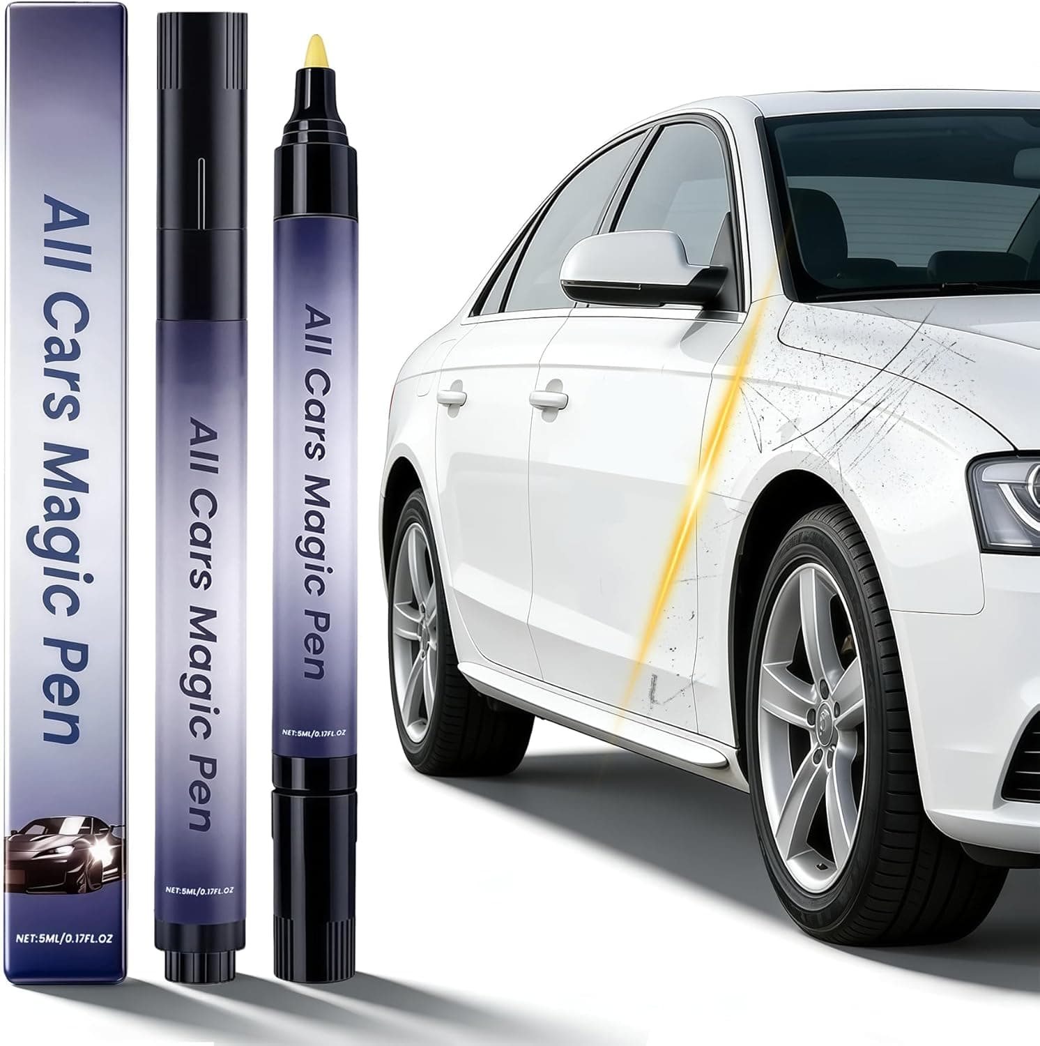 Car Scratch Remover Pen, Magic Car Scratch Removal Pen for All Car Colors, Scratch Repair Pen, Easy DIY Paint Repair Kit, Quick Fix for Wear Swirl Marks And Scuffs, 2PCS