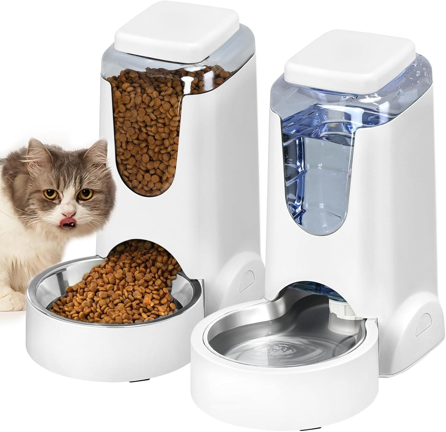 HWONMTE Automatic Cat Feeder and Water Dispenser Set