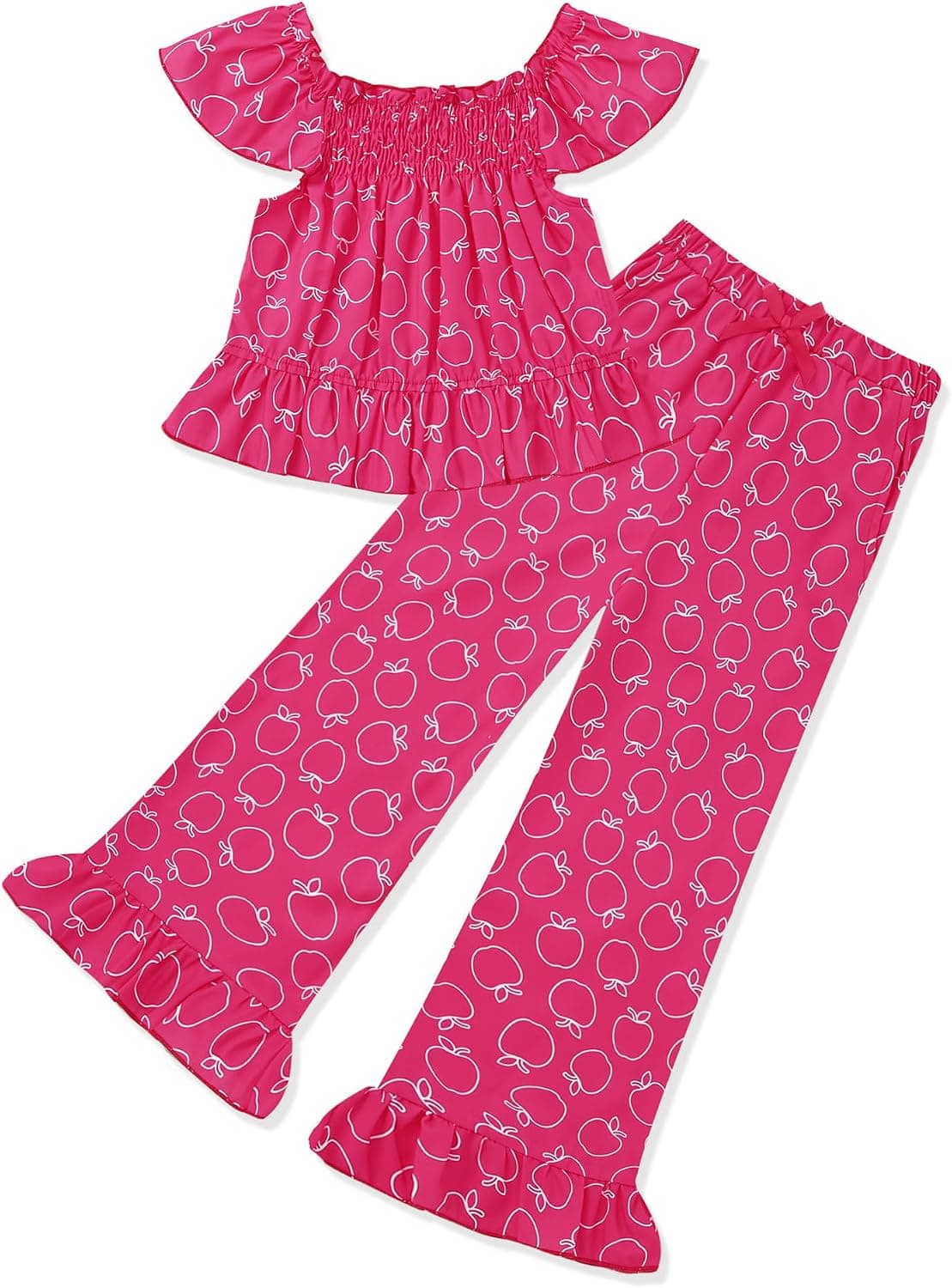 WESIDOM Toddler Girl Clothes 3T-8Y Girls Summer Outfits Short Flying Sleeve Top+Printed Ruffle Pants 2Pcs Clothing Sets