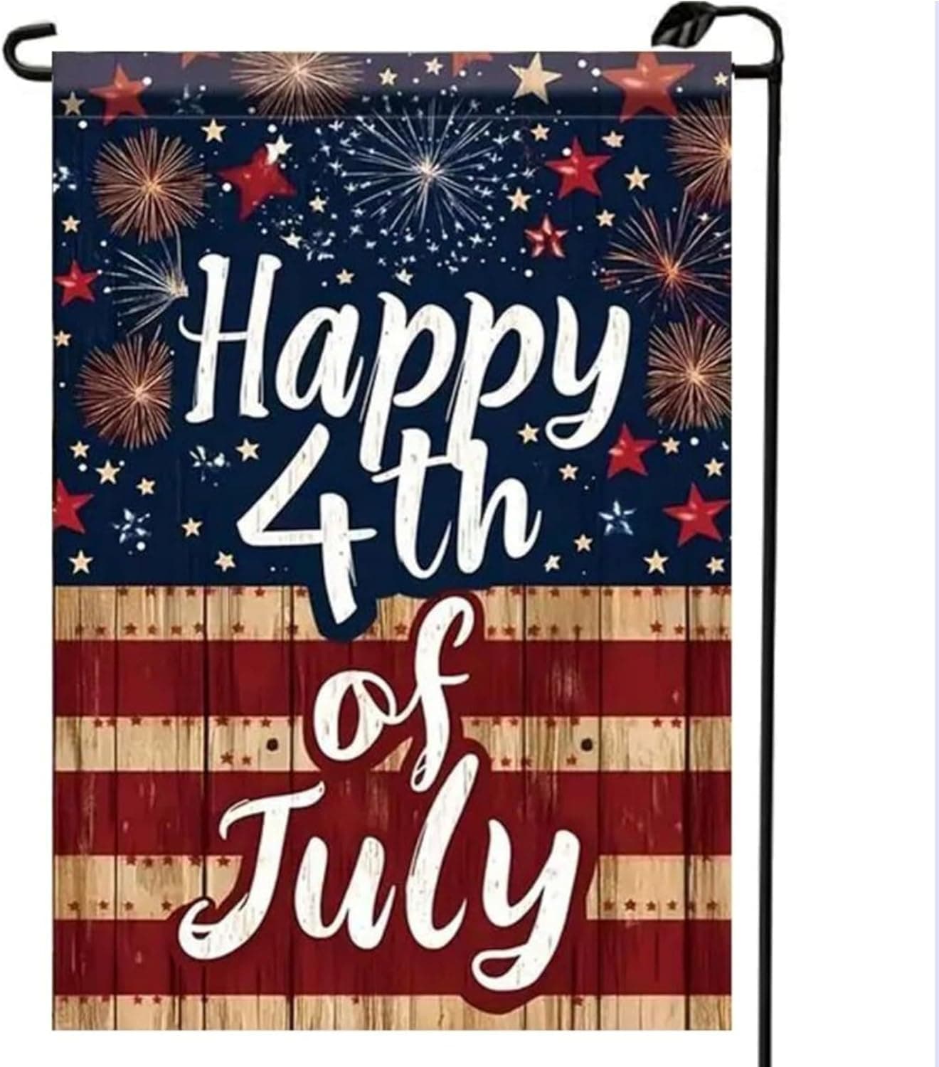 Happy 4th of July Garden Flag, 12x18Inch Double Sided Outdoor Yard Decoration for Independence Day, Lawn Porch & Flowerbeds Décor