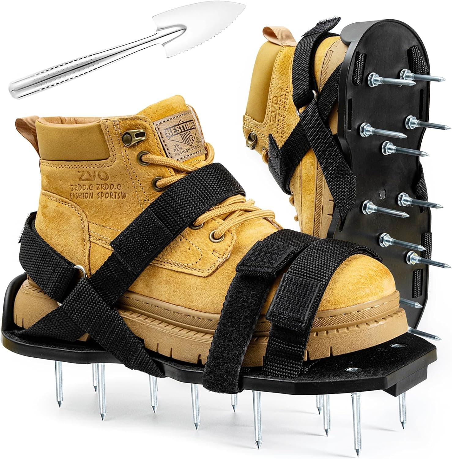 Bakulala Lawn Aerator Shoes Free-Installation Grass Aeration Shoes with Stainless Steel Shovel