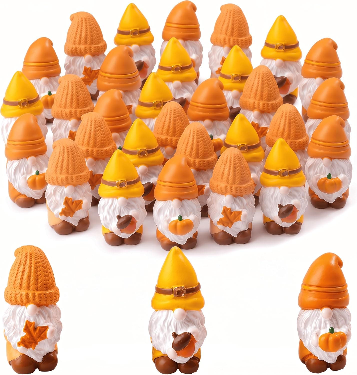 30 Pcs Mini Gnomes Figurines, Resin Miniature Fairy Garden Decor, Tiny Gnome Accessories for Potted Plants, Jars & Hiding Games, 3 Unique Styles