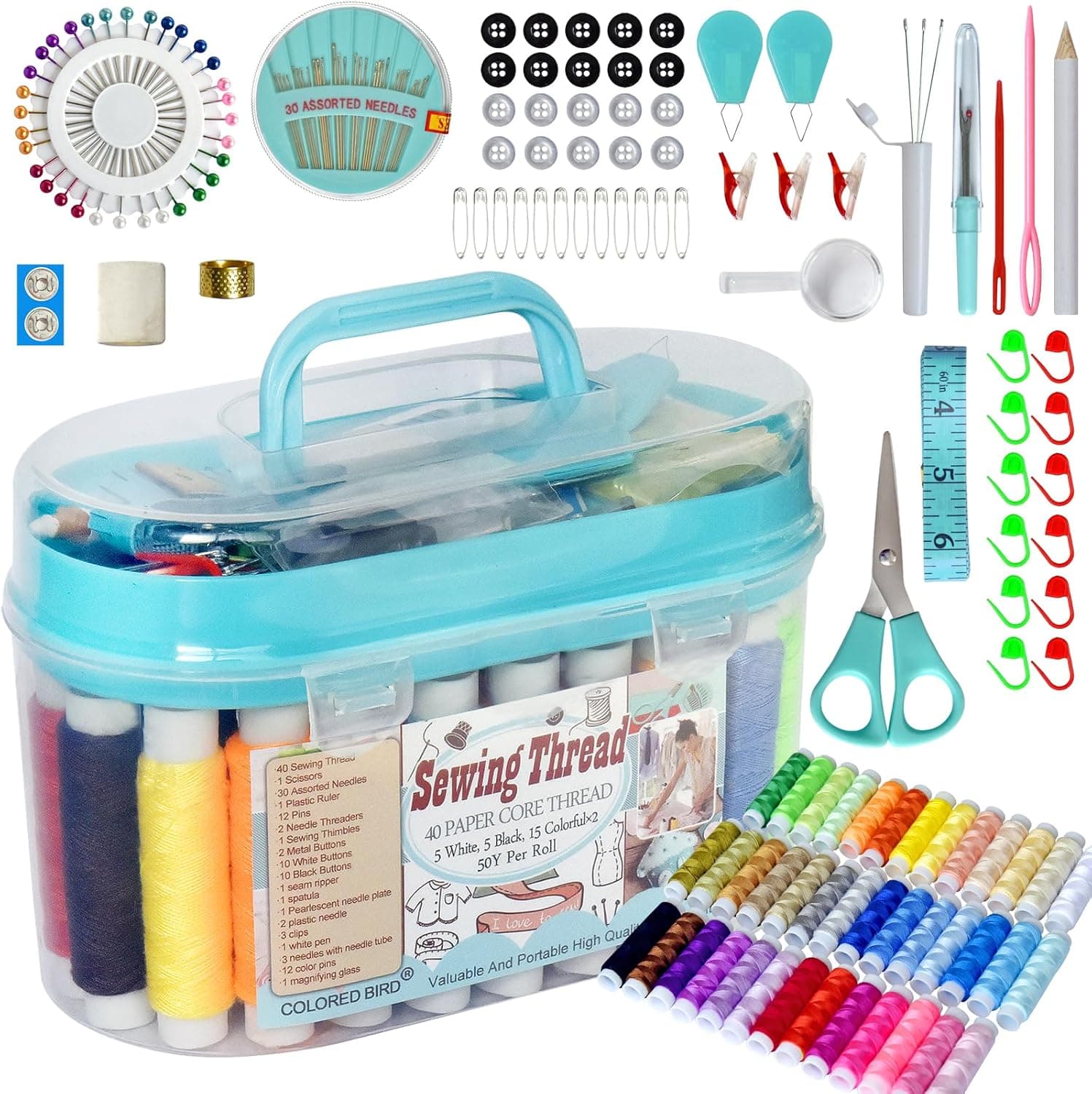 40 Spools of Sewing Thread & Portable Repair Kit for Beginners