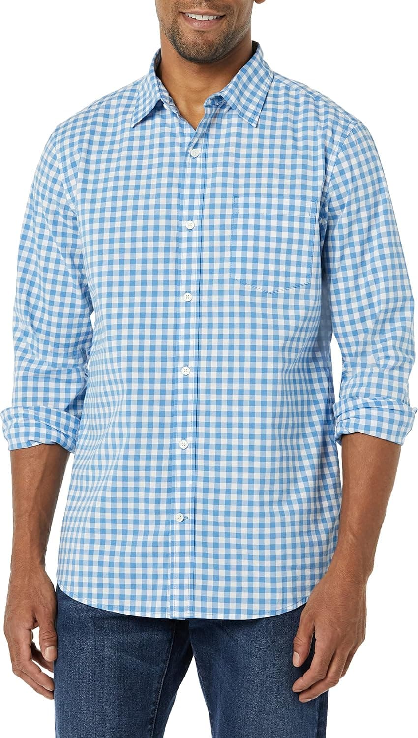 Amazon Essentials Men's Long-sleeve Slim-fit Stretch Poplin Shirt