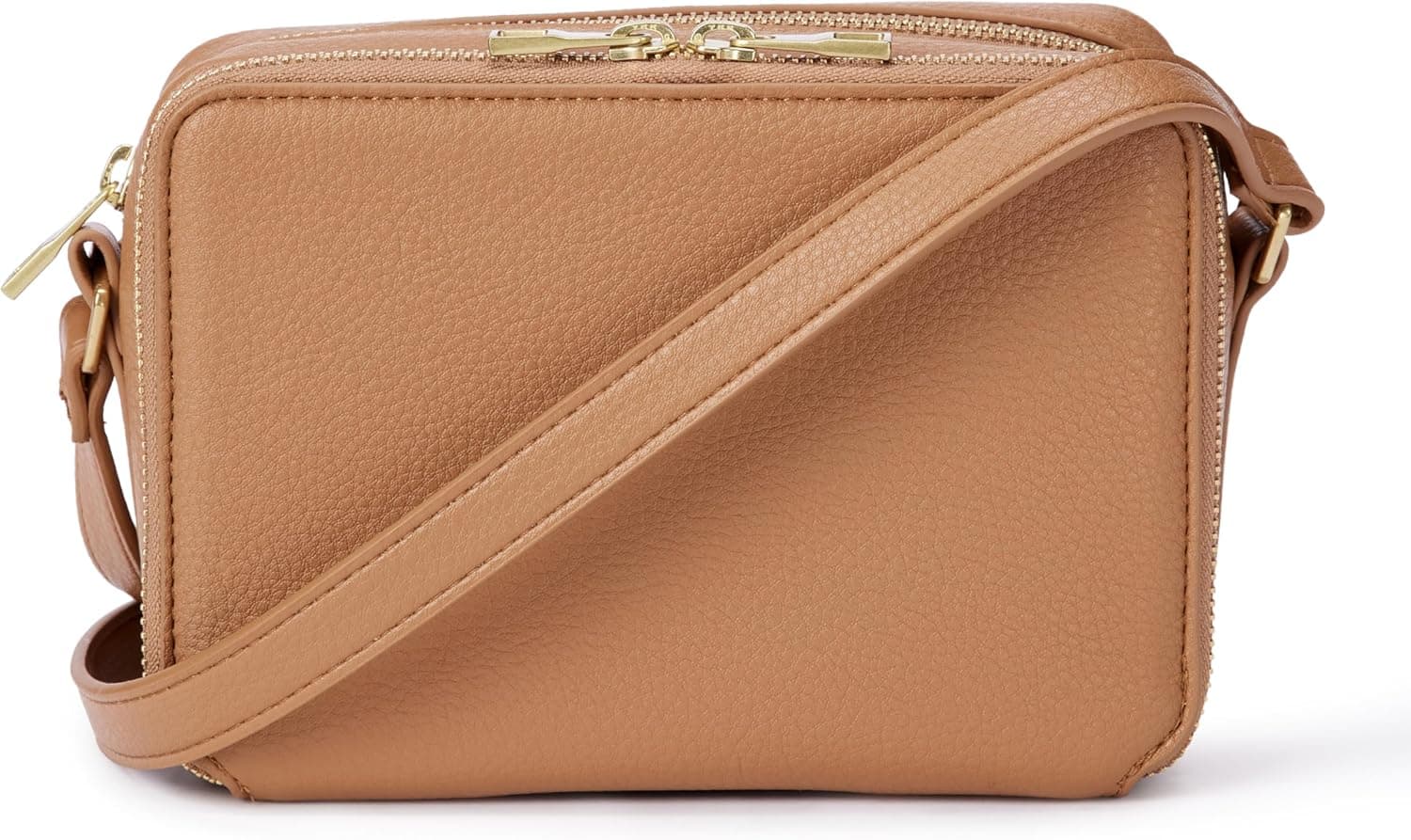 Amazon Essentials Women's Boxy Crossbody Camera Handbag (Tan)
