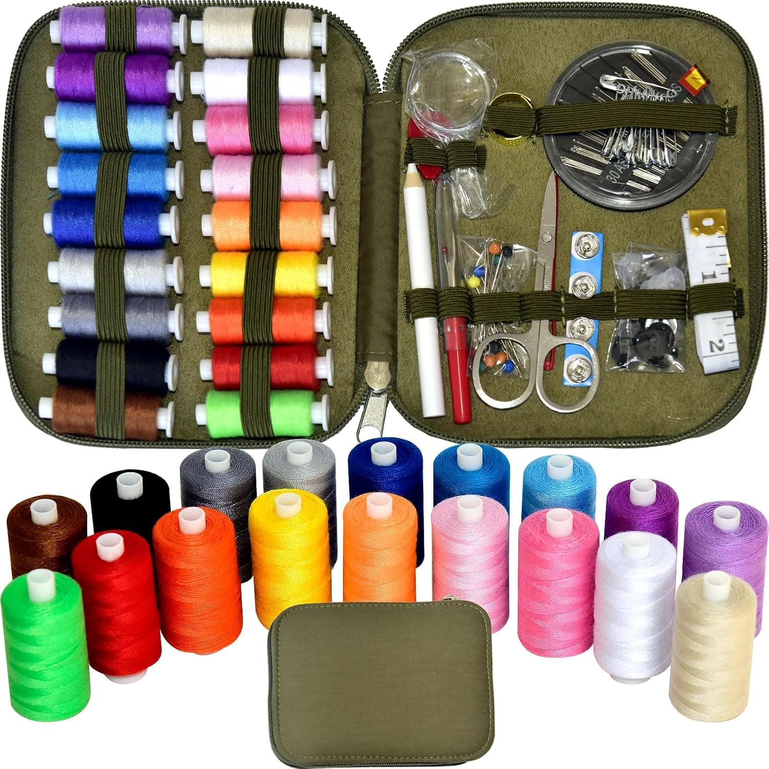 Portable Sewing Kit with Case for Home Traveler - Complete DIY Sewing Supplies