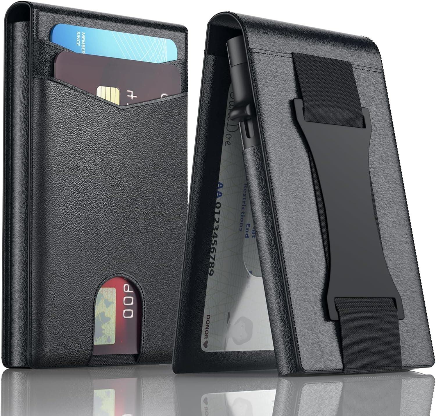 FIYUM Wallet for Men – Magnetic Pop‑Up Card Holder RFID‑Blocking Slim Leather Wallet