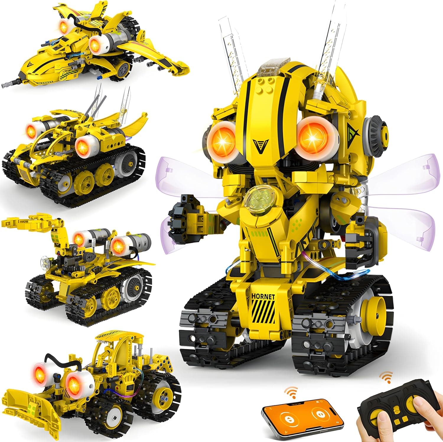 Robot Building Toys for Kids, 5-in-1 Remote & APP Controlled STEM Building Set for Boys Age 8-12 Technic Coding Robotic Kit Led-Lights Easter Gift for Kids Age 8 9 10 11 12 13 14+ (673pcs)