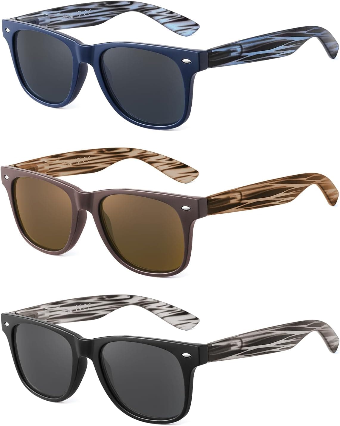 LADEESSE 3 Pack Reading Sunglasses for Men, UV400 Sun Readers Glasses Spring Hinge Outdoor Sunglasses