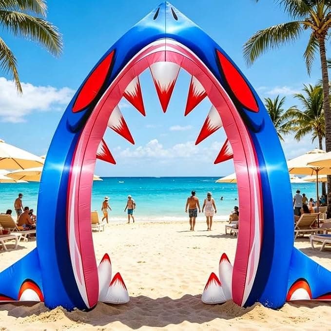 Danxilu 10FT Tall Halloween Inflatable Shark Arch Outdoor Decoration Blow Up Archway Yard Decor Built-in LED Light Spooky Blowups Arch Way for Halloween Fun Holiday Party Yard Garden Lawn