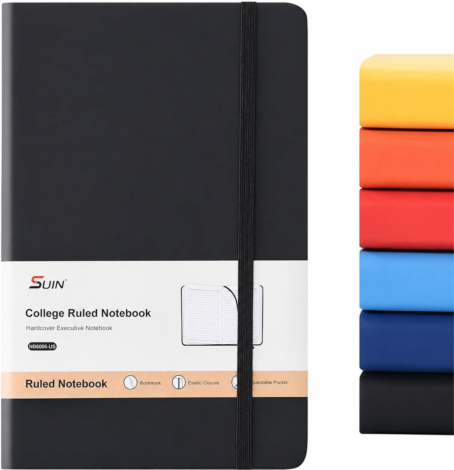 A5 Lined Journals Notebook for Writing 200 Pages, Classic Ruled Notebooks for Work/Travel/College (Black - 1 Pack)