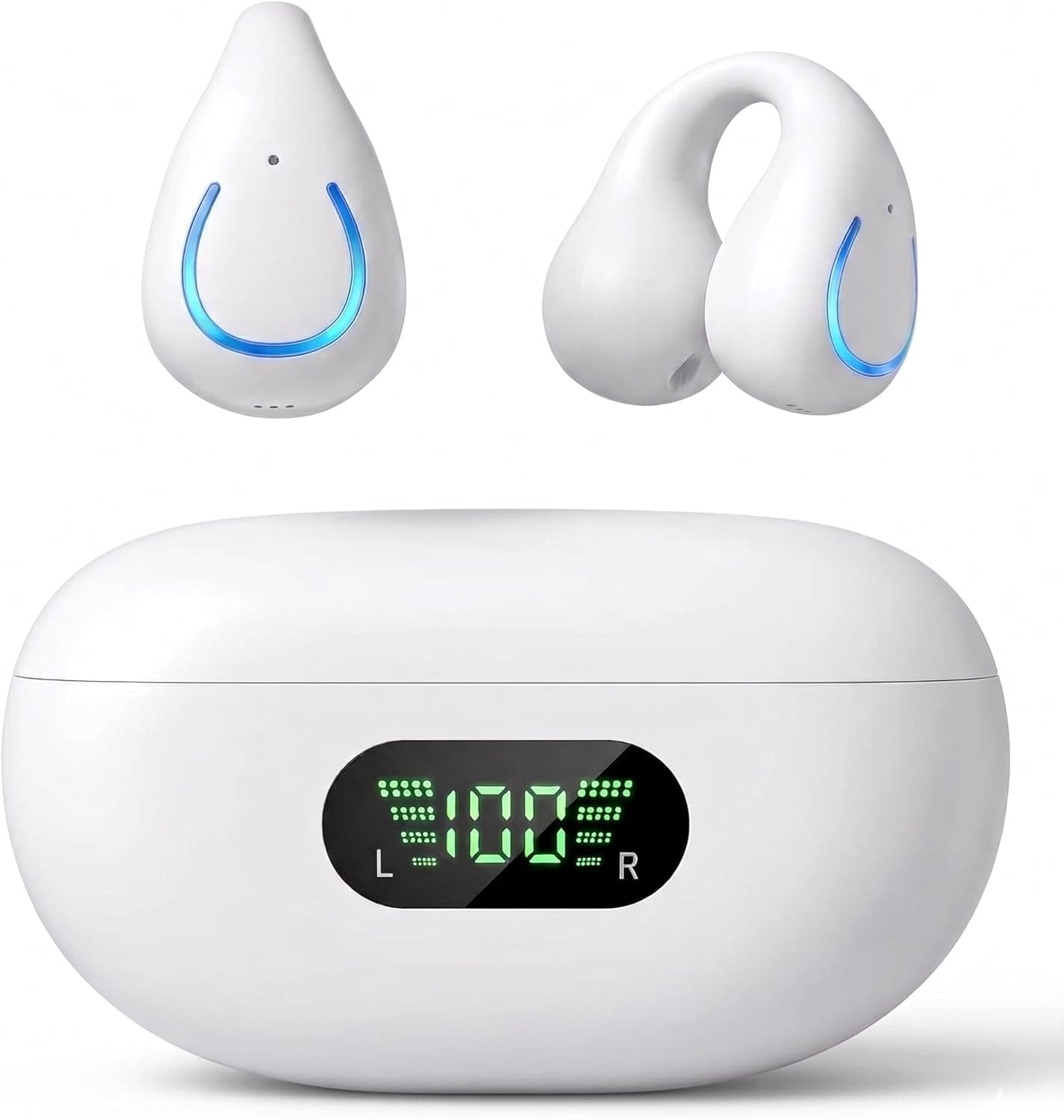 AI Language Translator Earbuds, Clip-On Open Ear Real-Time Translation Device, 174 Languages Simultaneous Interpretation, No Subscription, Audifonos Traductores for Travel & Business,Ivory White