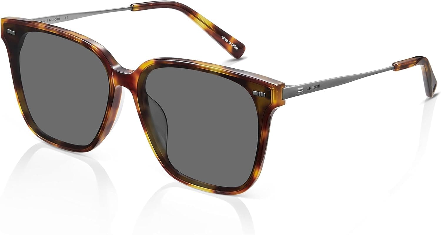 Retro Square Polarized Sunglasses for Women Men, UV400 Lightweight, Exclusive Eyewear Brand of EssilorLuxottica