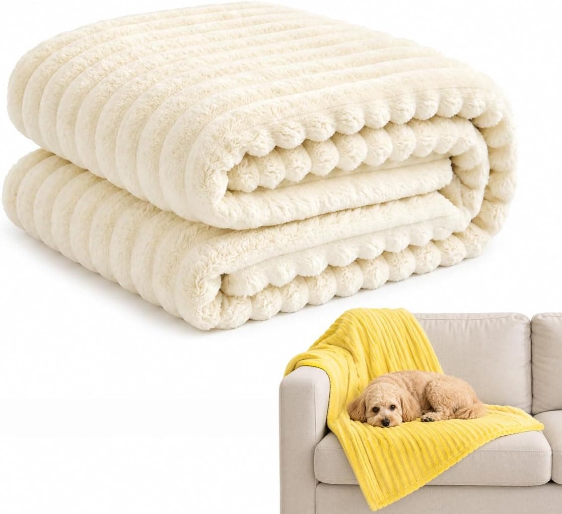 Emotional Support Blanket Yellow for Dogs Security Blanket, Calming Dog Blanket, Throw Rabbit Designed for Pets, Soft and Comfortable for Indoors Sofa (White,27.6"x39.4")