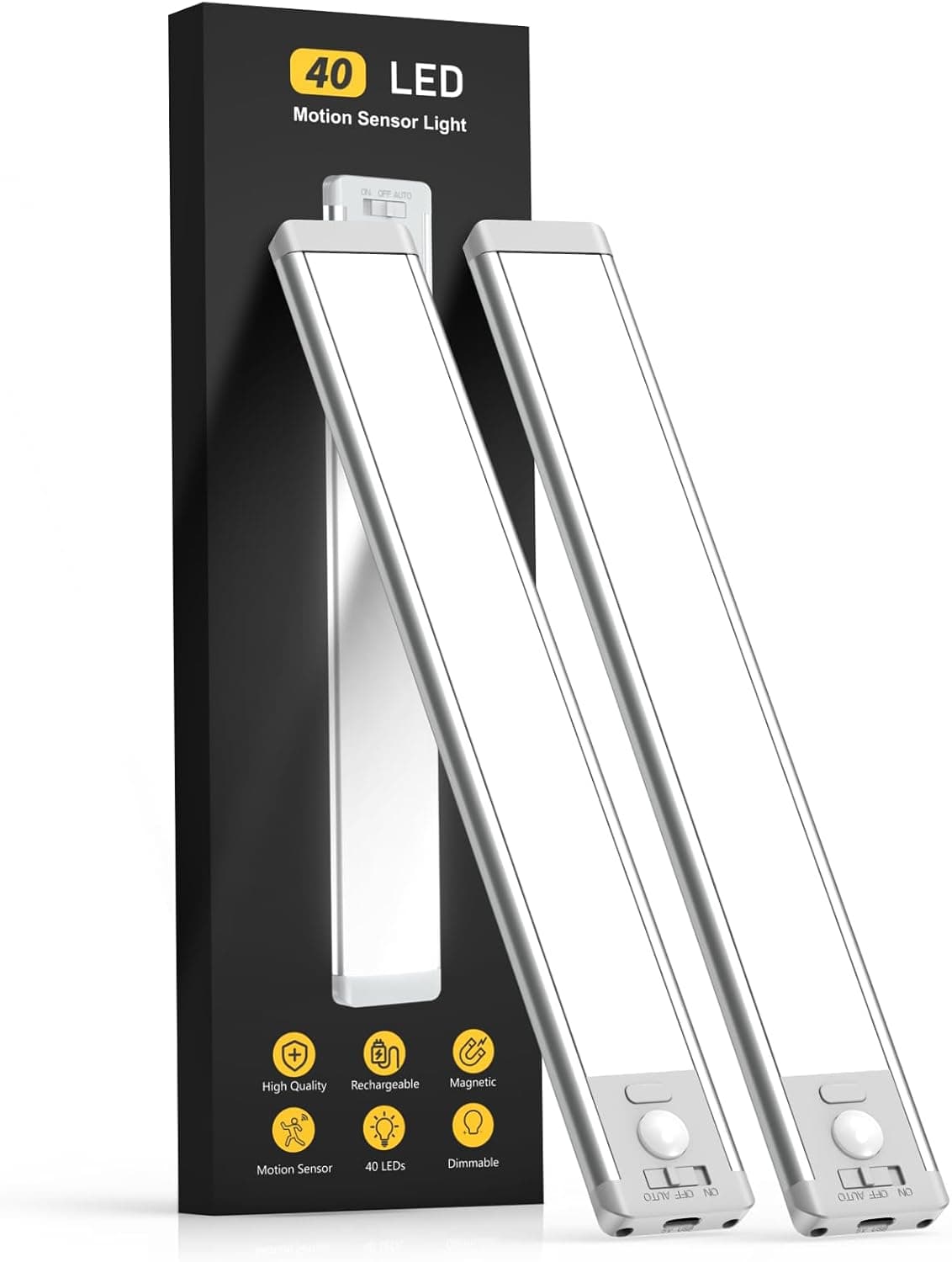 MCGOR 10-inch Under Cabinet Motion Sensor Lights - Dimmable, Rechargeable Closet & Kitchen Lighting