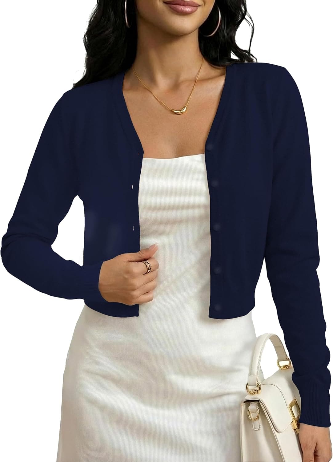 Cropped Cardigan Sweaters for Women, Long Sleeve Button Down Knit Bolero Shrugs for Dresses