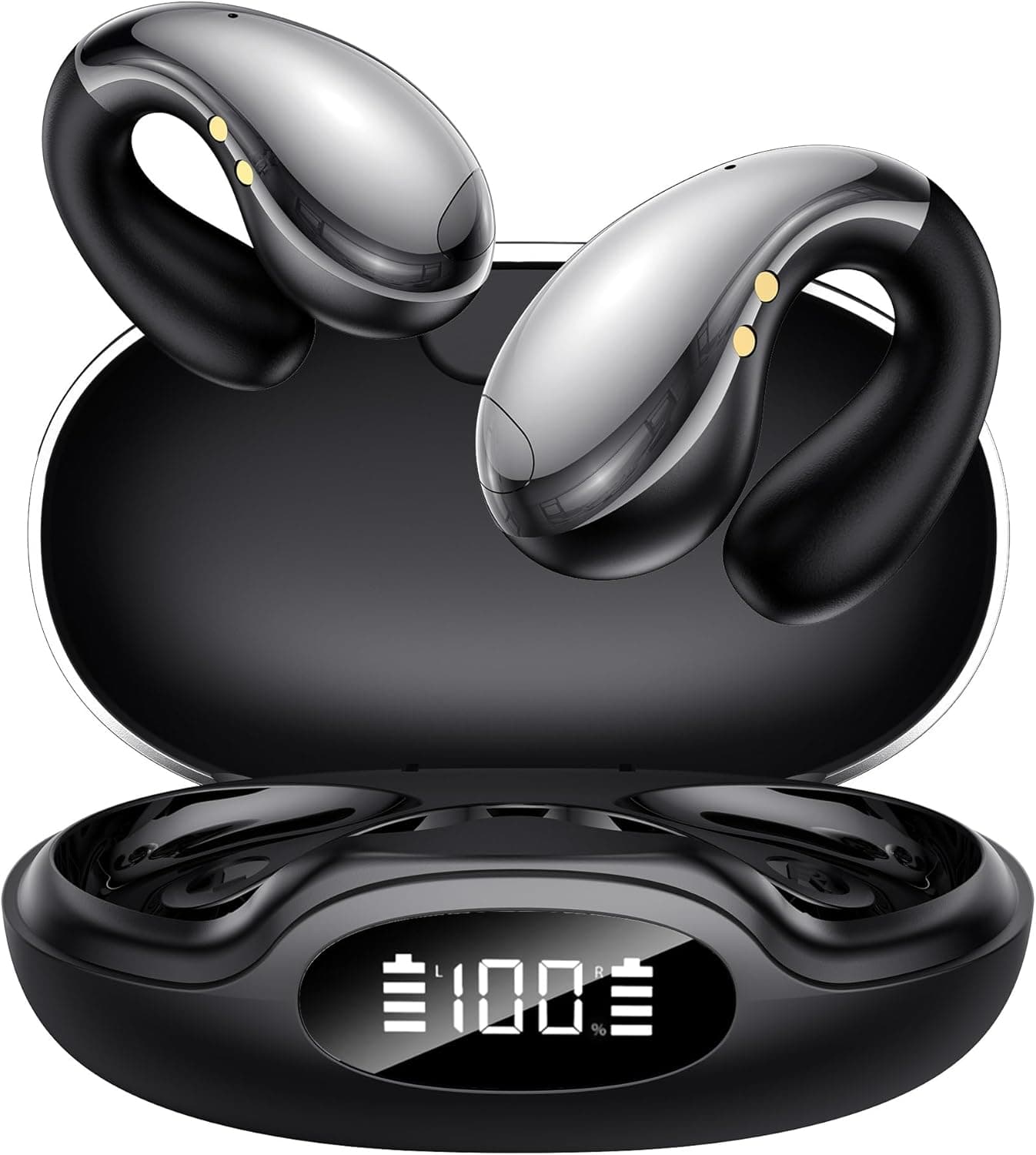 2026 Ultra Open Ear Earbud AI Translation Earbuds Real Time Clip on Earbuds with Assistant Audifonos Traductores Inglés Español Bone Conduction Headphones for Travel Business & Video Calls