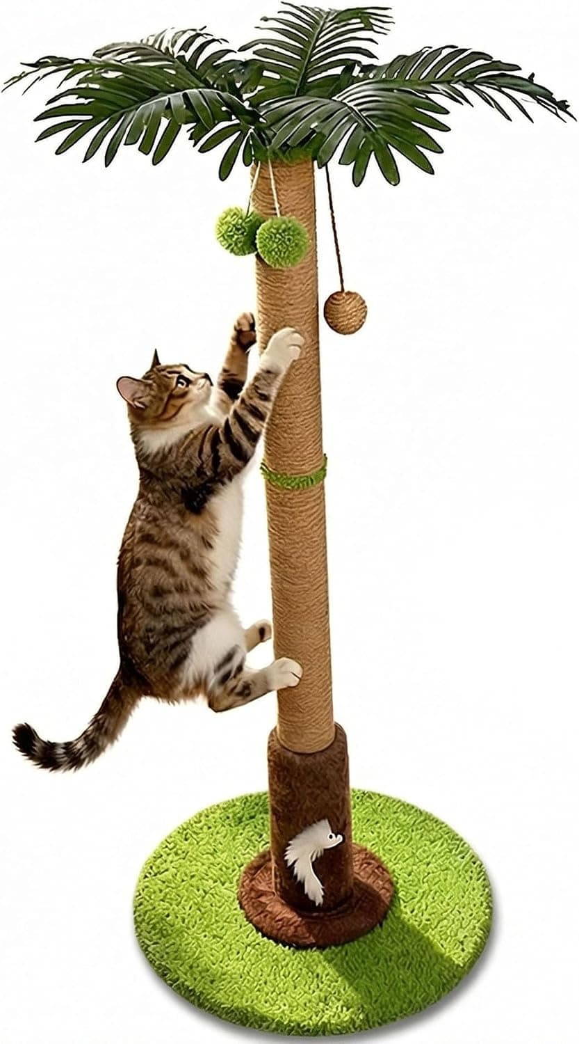 RPZ Cat Scratching Post for Cats – Sturdy Sisal Scratcher with Dangling Toys – Protect Furniture & Encourage Healthy Claws – Multi-Level Cat Tower for Small to Large Cats