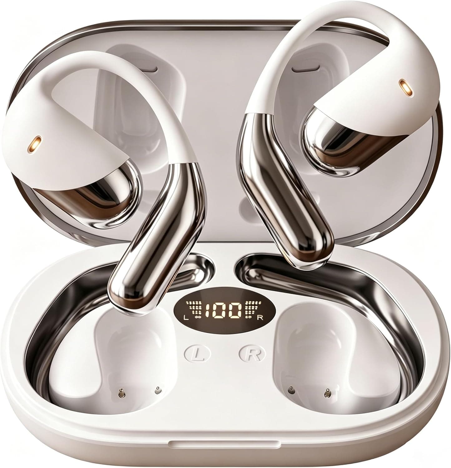 Paekole H5 AI Translation Earbuds: Real-Time 2-Way Language Translator Device (198+ Languages) for Face-to-Face & Travel, Bluetooth Headphones, Audifonos Traductores - Rust & White